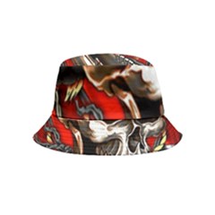 Confederate Flag Usa America United States Csa Civil War Rebel Dixie Military Poster Skull Inside Out Bucket Hat (kids)