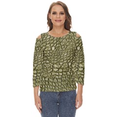 Aligator-skin Cut Out Wide Sleeve Top