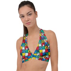 Snakes And Ladders Halter Plunge Bikini Top by Ket1n9