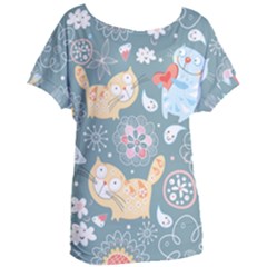 Cute Cat Background Pattern Women s Oversized T-shirt by Ket1n9