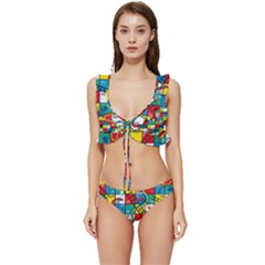 Snakes And Ladders Low Cut Ruffle Edge Bikini Set by Ket1n9