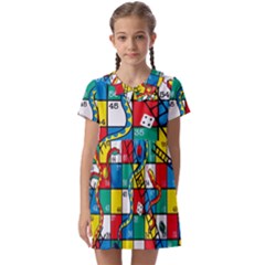 Snakes And Ladders Kids  Asymmetric Collar Dress by Ket1n9