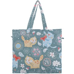 Cute Cat Background Pattern Canvas Travel Bag by Ket1n9