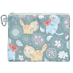 Cute Cat Background Pattern Canvas Cosmetic Bag (xxl) by Ket1n9