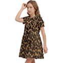 Tiger Skin Art Pattern Kids  Bow Tie Puff Sleeve Dress View3