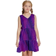 Abstract-fantastic-fractal-gradient Kids  Sleeveless Tiered Mini Dress by Ket1n9