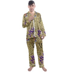 Traditional Art Batik Pattern Men s Long Sleeve Satin Pajamas Set by Ket1n9