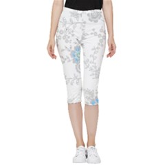 Traditional Art Batik Flower Pattern Inside Out Lightweight Velour Capri Leggings  by Ket1n9