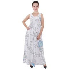 Traditional Art Batik Flower Pattern Empire Waist Velour Maxi Dress by Ket1n9
