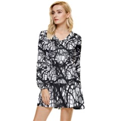 Neurons-brain-cells-brain-structure Tiered Long Sleeve Mini Dress by Ket1n9