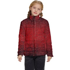 Red-grunge-texture-black-gradient Kids  Puffer Bubble Jacket Coat by Ket1n9
