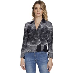 Space-universe-earth-rocket Women s Long Sleeve Revers Collar Cropped Jacket by Ket1n9