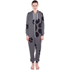 Dog-foodprint Paw Prints Seamless Background And Pattern Hooded Jumpsuit (ladies)