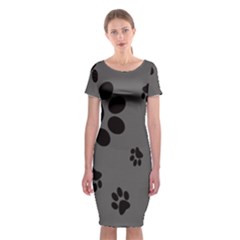 Dog-foodprint Paw Prints Seamless Background And Pattern Classic Short Sleeve Midi Dress by Ket1n9