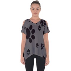 Dog-foodprint Paw Prints Seamless Background And Pattern Cut Out Side Drop T-shirt