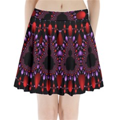 Fractal Red Violet Symmetric Spheres On Black Pleated Mini Skirt by Ket1n9