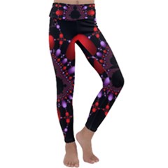 Fractal Red Violet Symmetric Spheres On Black Kids  Lightweight Velour Classic Yoga Leggings