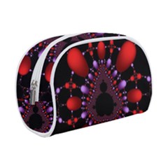 Fractal Red Violet Symmetric Spheres On Black Make Up Case (Small)