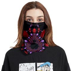 Fractal Red Violet Symmetric Spheres On Black Face Covering Bandana (Two Sides)