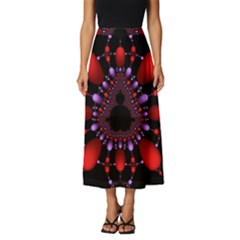 Fractal Red Violet Symmetric Spheres On Black Classic Midi Chiffon Skirt