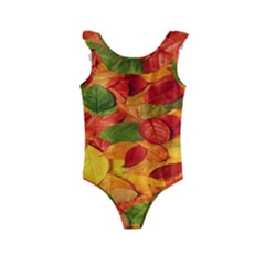 Leaves Texture Kids  Frill Swimsuit by Ket1n9