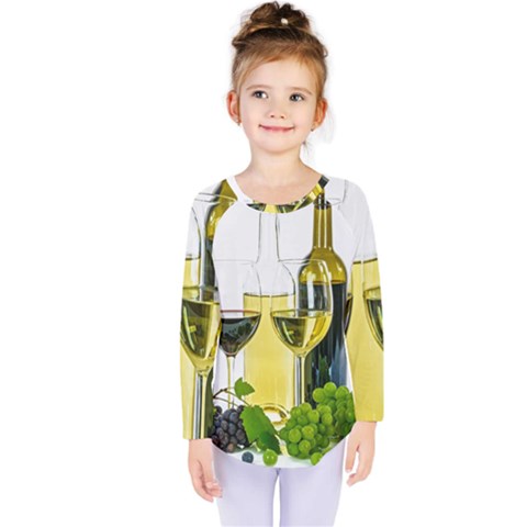 White-wine-red-wine-the-bottle Kids  Long Sleeve T-shirt by Ket1n9