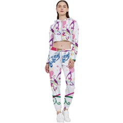 Butterfly Vector Art Cropped Zip Up Lounge Set by Ket1n9