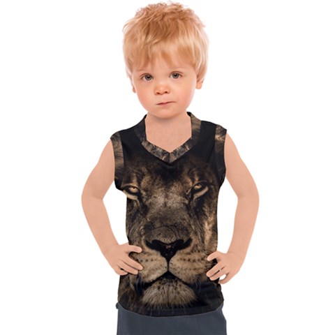 African-lion-mane-close-eyes Kids  Sport Tank Top by Ket1n9