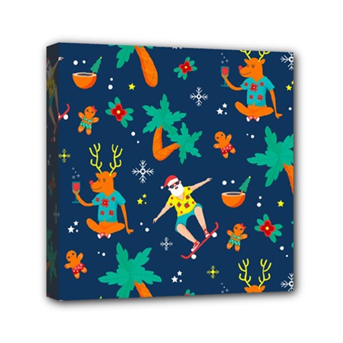 Colorful Funny Christmas Pattern Mini Canvas 6  X 6  (stretched) by Ket1n9
