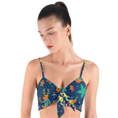 Colorful Funny Christmas Pattern Woven Tie Front Bralet by Ket1n9