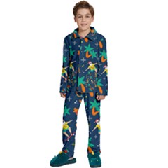 Colorful Funny Christmas Pattern Kids  Long Sleeve Velvet Pajamas Set by Ket1n9