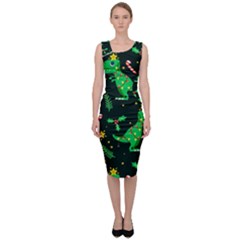 Christmas Funny Pattern Dinosaurs Sleeveless Pencil Dress by Ket1n9