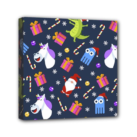 Colorful Funny Christmas Pattern Mini Canvas 6  X 6  (stretched)