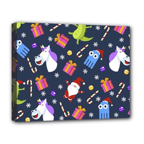 Colorful Funny Christmas Pattern Deluxe Canvas 20  X 16  (stretched) by Ket1n9