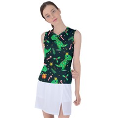 Christmas Funny Pattern Dinosaurs Women s Sleeveless Sports Top by Ket1n9