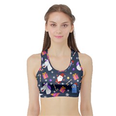 Colorful Funny Christmas Pattern Sports Bra With Border by Ket1n9