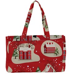 Christmas New Year Seamless Pattern Canvas Work Bag
