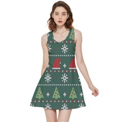 Beautiful Knitted Christmas Pattern Inside Out Reversible Sleeveless Dress
