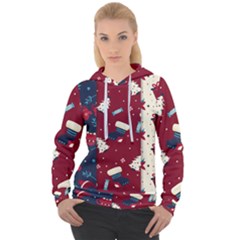 Flat Design Christmas Pattern Collection Art Women s Overhead Hoodie