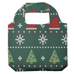 Beautiful Knitted Christmas Pattern Premium Foldable Grocery Recycle Bag