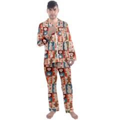 Cute Christmas Seamless Pattern Vector  - Men s Long Sleeve Satin Pajamas Set by Ket1n9