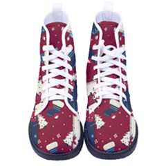 Flat Design Christmas Pattern Collection Art Kid s High-top Canvas Sneakers by Ket1n9