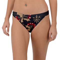 Christmas Pattern With Snowflakes Berries Band Bikini Bottoms