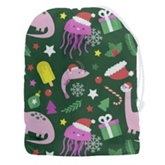 Dinosaur Colorful Funny Christmas Pattern Drawstring Pouch (3xl) by Ket1n9