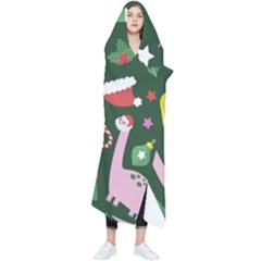 Dinosaur Colorful Funny Christmas Pattern Wearable Blanket by Ket1n9