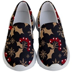 Christmas Pattern With Snowflakes Berries Kids Lightweight Slip Ons