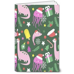 Dinosaur Colorful Funny Christmas Pattern 8  x 10  Softcover Notebook