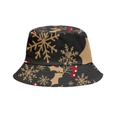 Christmas Pattern With Snowflakes Berries Inside Out Bucket Hat by Ket1n9