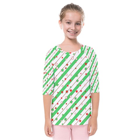 Christmas Paper Stars Pattern Texture Background Colorful Colors Seamless Kids  Quarter Sleeve Raglan T-shirt by Ket1n9