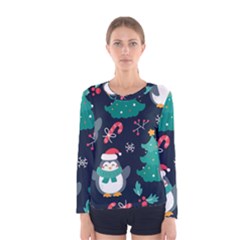 Colorful Funny Christmas Pattern Women s Long Sleeve T-Shirt